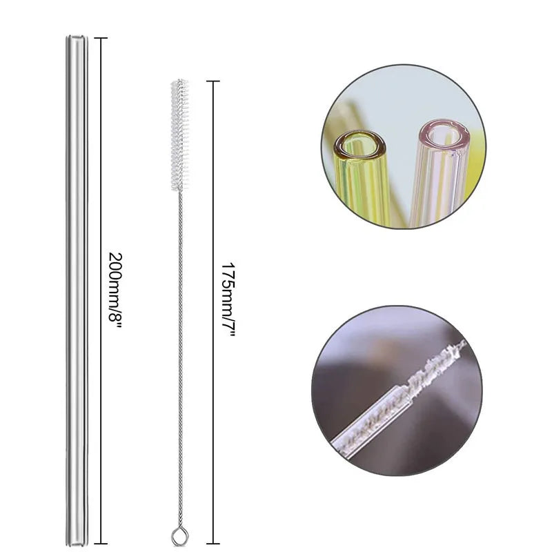 12 reusable glass straws with 4 cleaning brushes