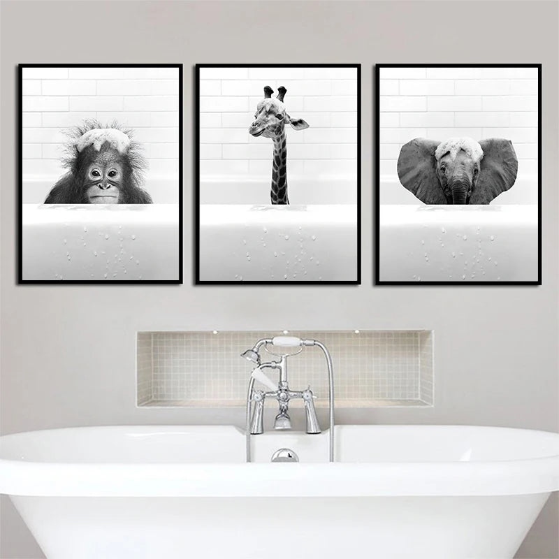 Affiche Humour Animaux dans le Bain